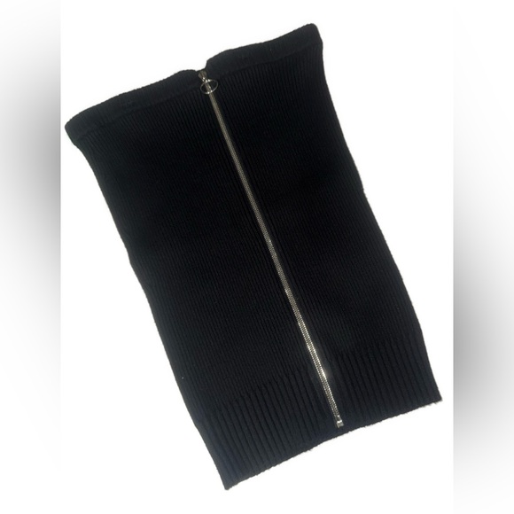 For Love & Lemons Ribbed Knit Strapless Zip Top Black Size M Stretchy - Picture 2 of 7